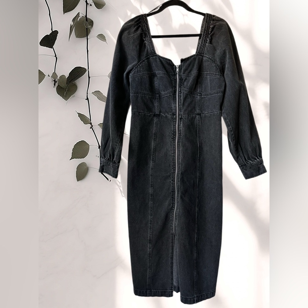 FUTURE COLLECTIVE X KAHLANA BARFIELD BROWN | Denim Puff Sleeve Dress